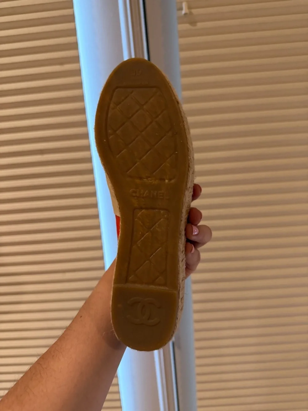 Authentic Chanel Multicolor Fabric Espadrilles Patent Black Toe Flat Size 39 - Picture 13 of 14